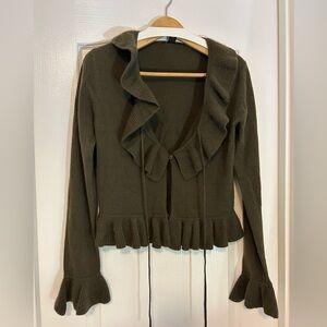 DKNY Cashmere Olive Sweater, size L. 100% cashmere